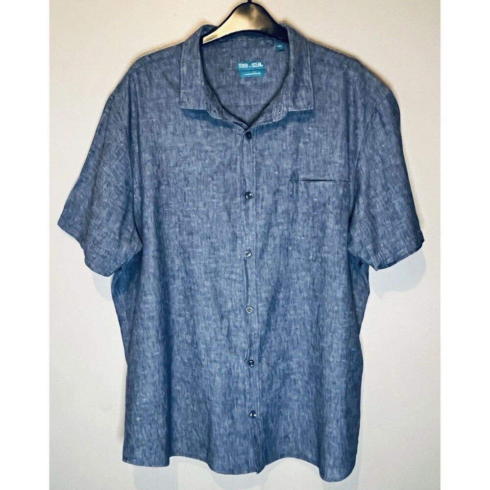 Tenth + Ocean Mens 100% Linen Short Sleeve Button Up Summer Vaca Shirt Size XXL